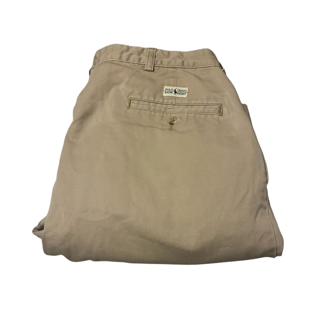 Polo Ralph Lauren Mens Tan Chino Pants Pleated Cotton Khaki 36x29